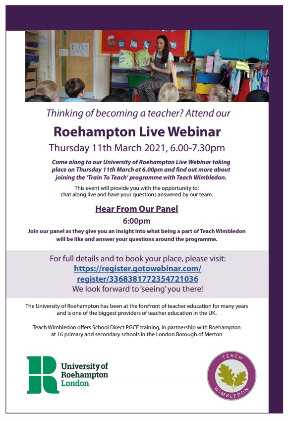 Rutlish School and Teach Wimbledon Live Webinar poster