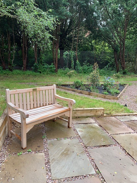 bench and garden