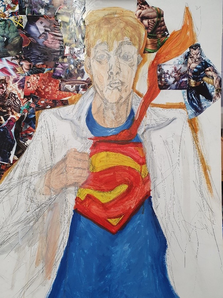 student art work of superman