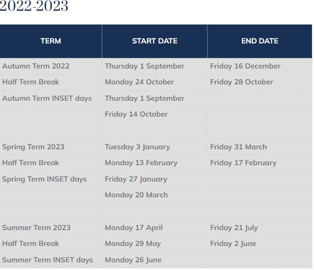 photo of term dates