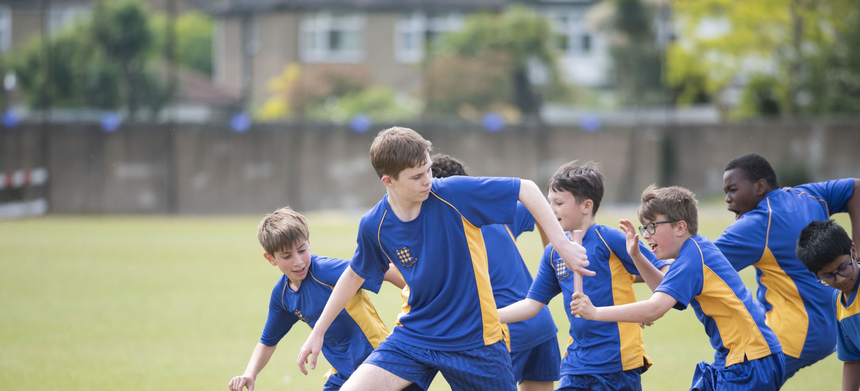 Students in a relay race