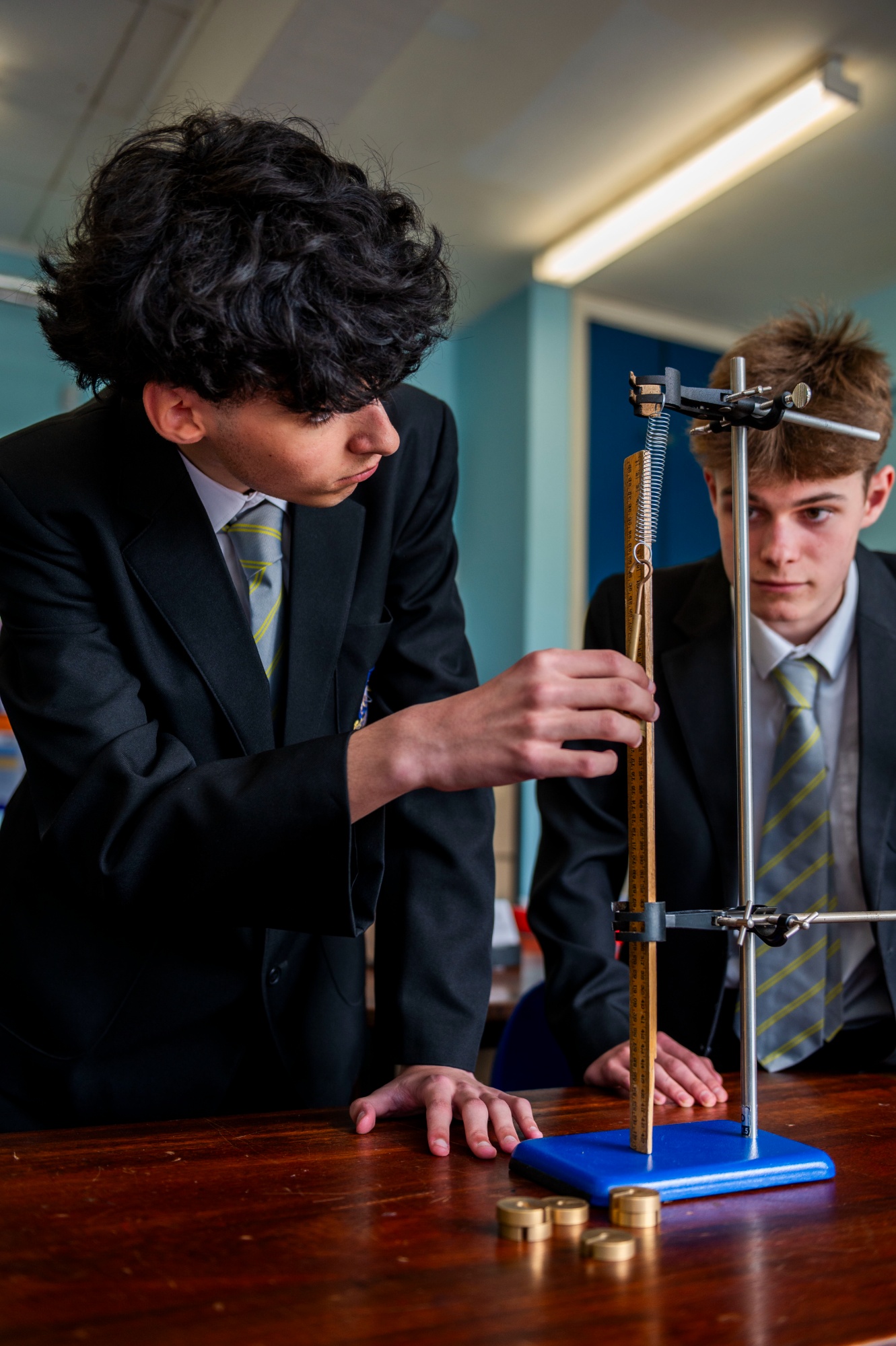 Student performing a science experiment