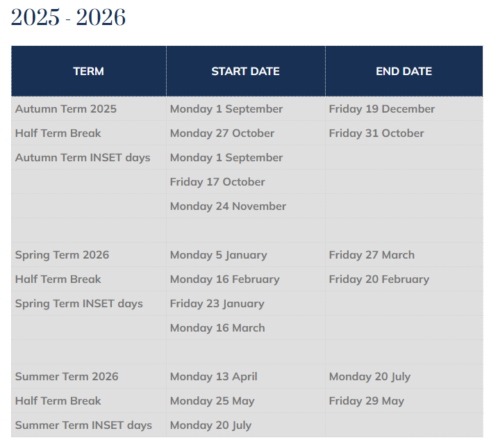 photo of term dates