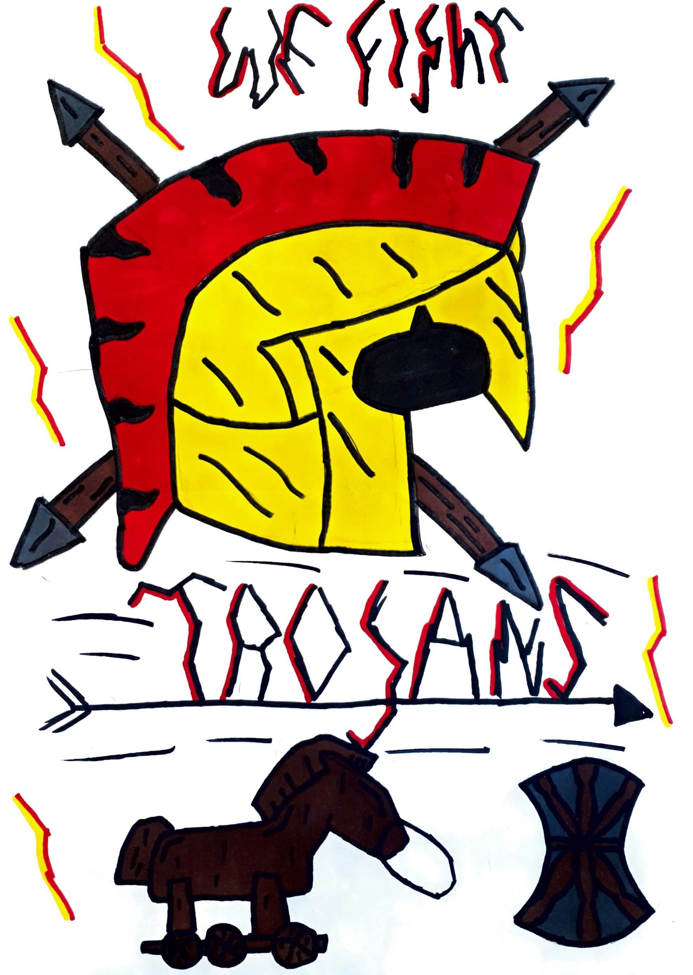 student designed trojans house badge