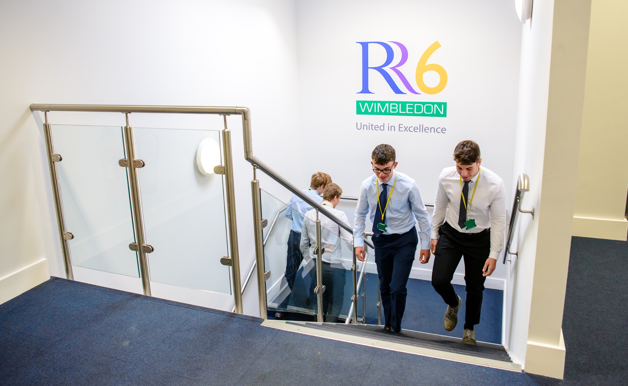 RR6 students walking up the stairs