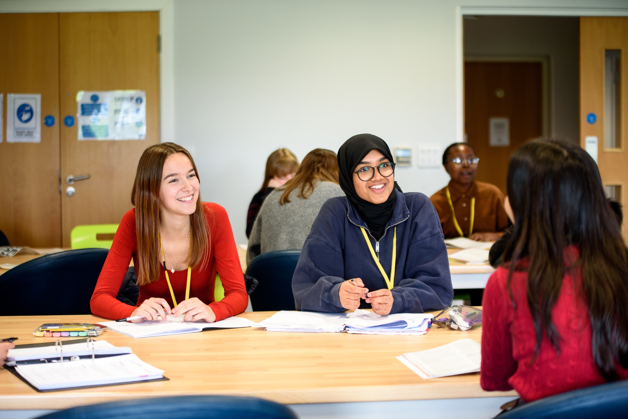 sixth form students working in the common room