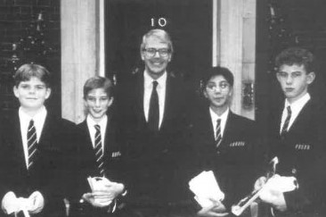 photo of John Major, then prime minister, with Rutlish Students