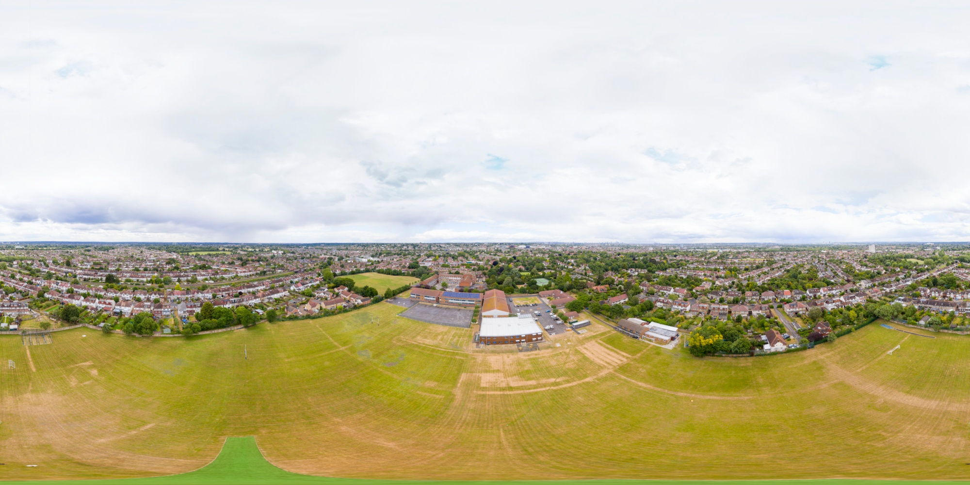 aerial shot; a still of the opening shot of the virtual tour