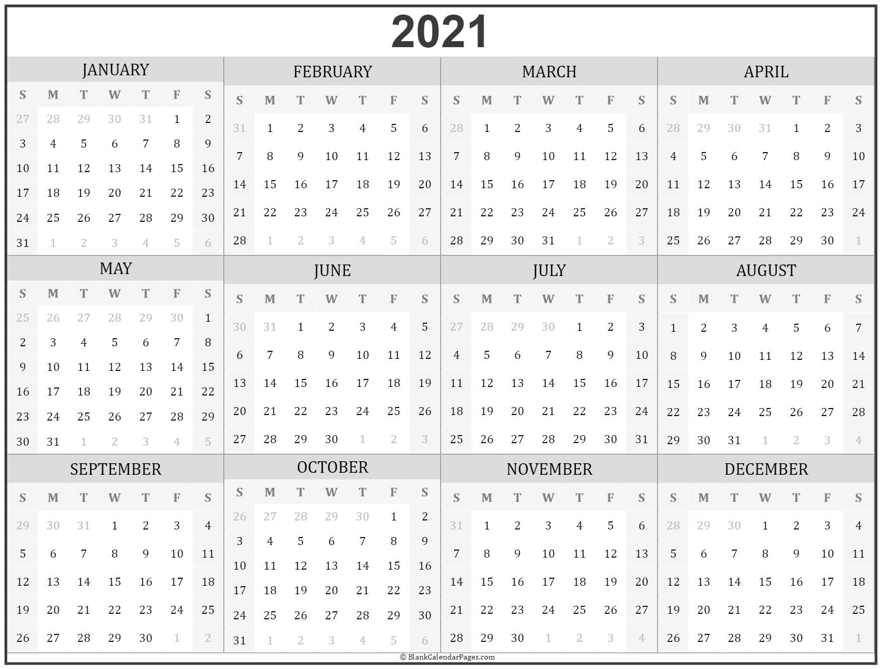 a calendar of 2021 dates
