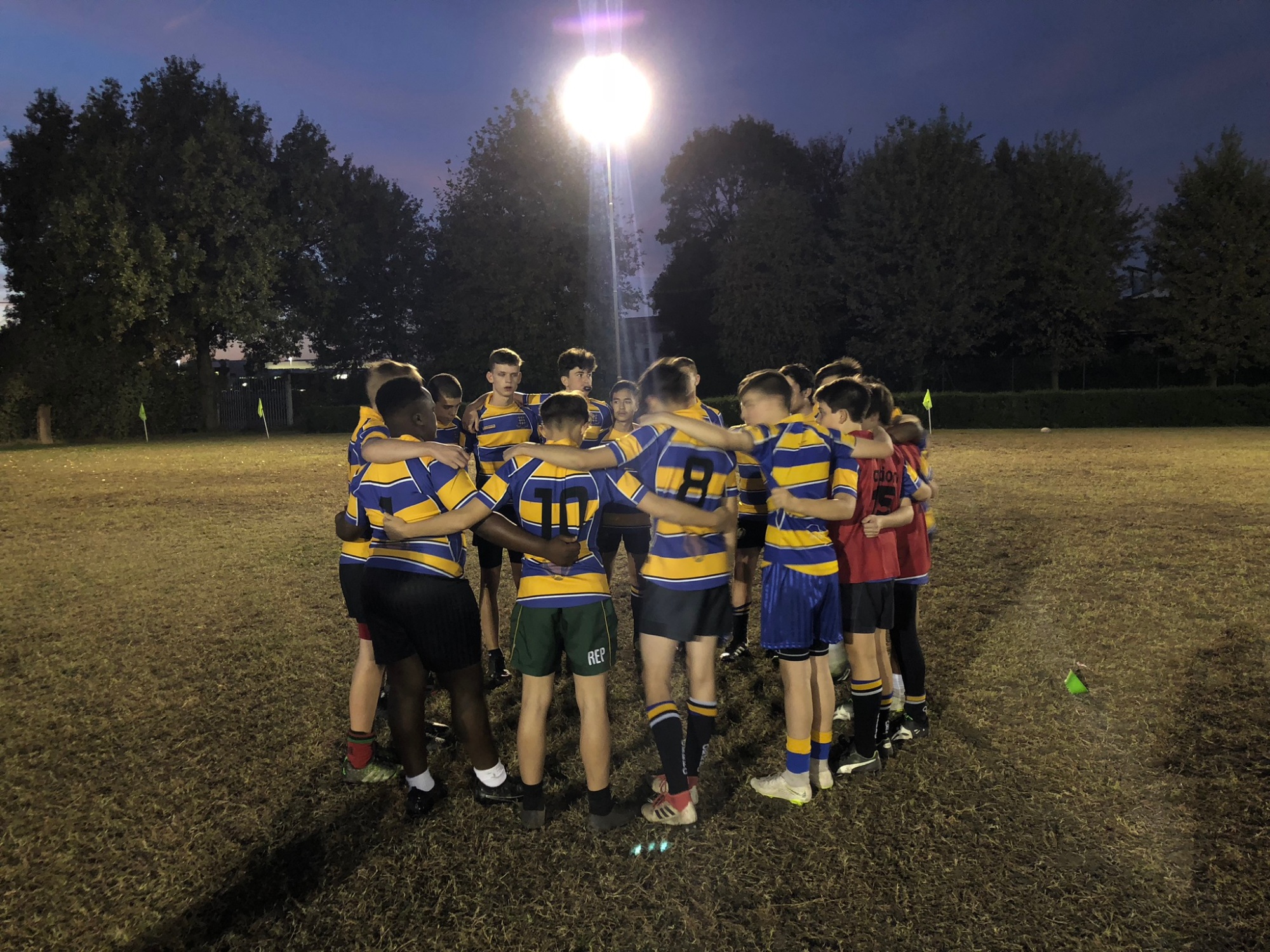 Rutlish rugby team at dusk