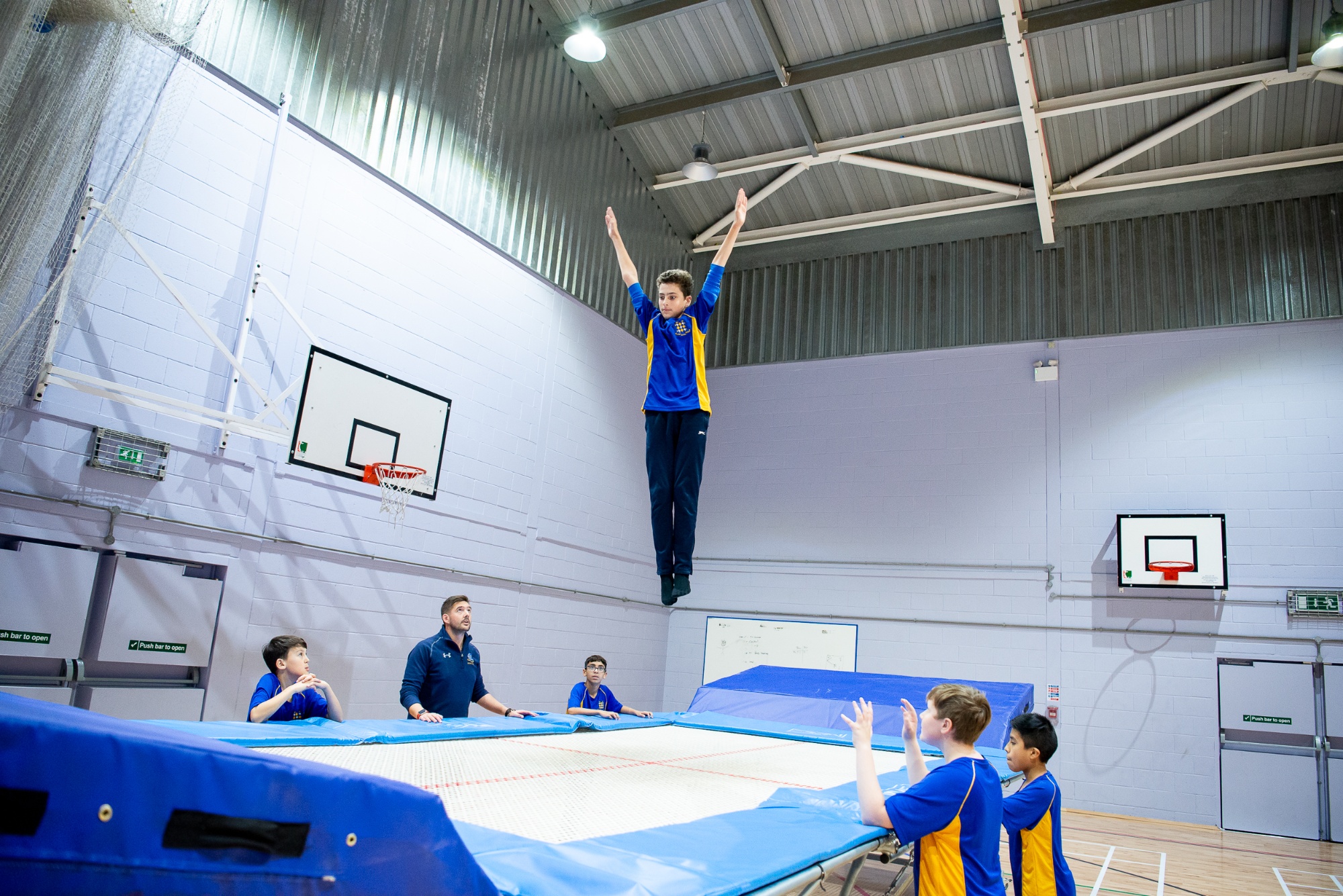 Rutlish students in a trampoline lesson