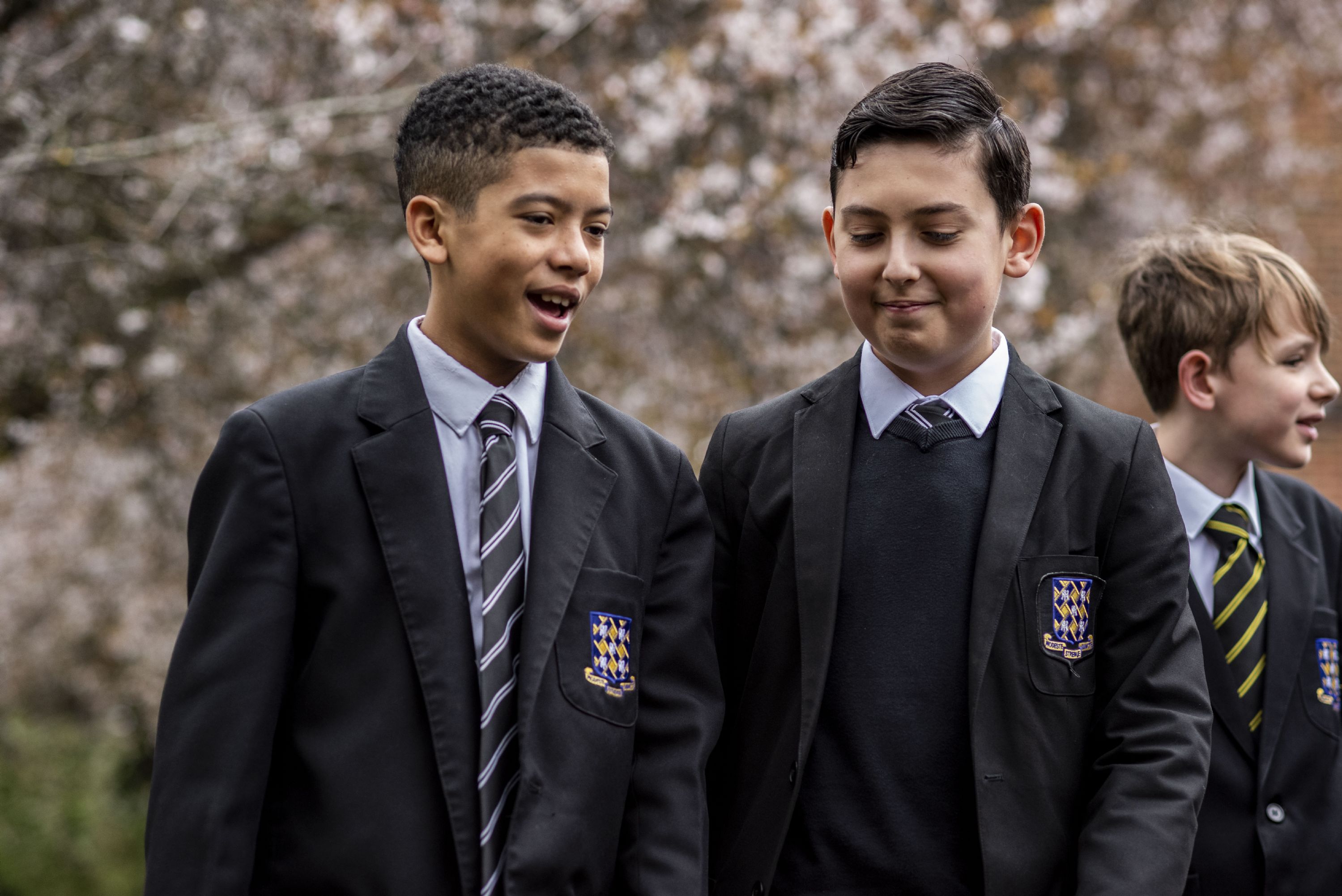 students standing near the old school gate