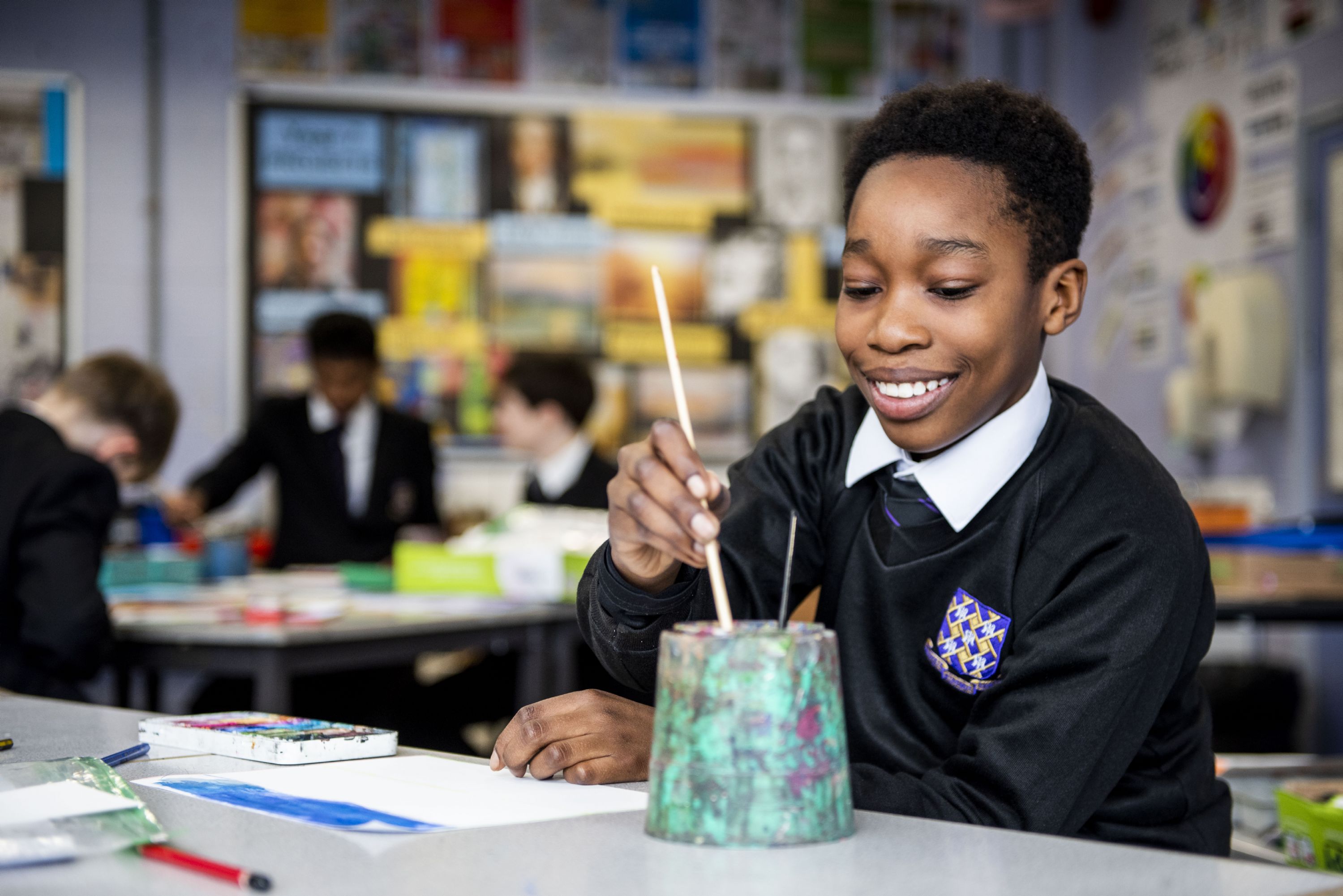 students in the art room