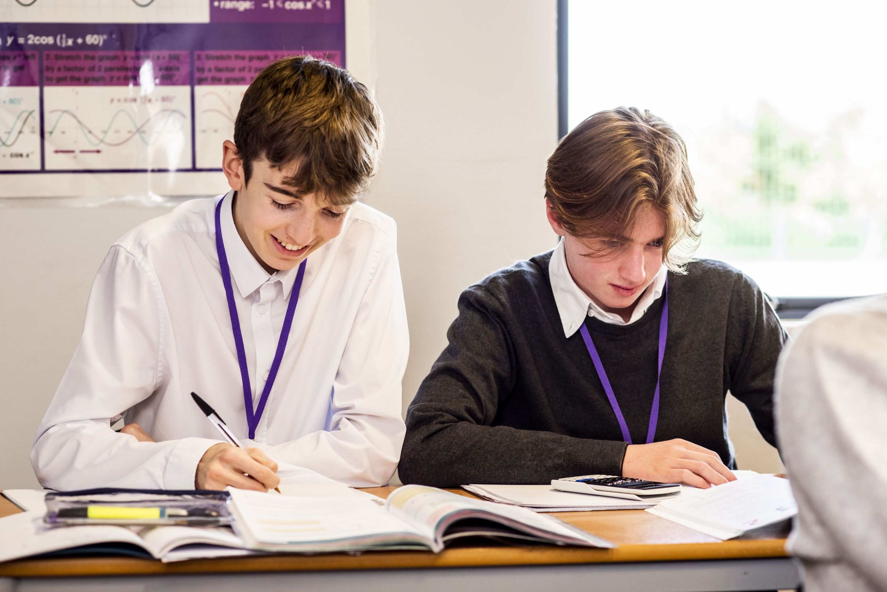 sixth form students working together in the common room